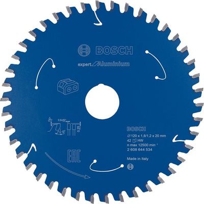 BOSCH Akku-Kreissägeblatt Expert for Aluminium, 120 x 1,8/1,2 x 20, 42 Zähne