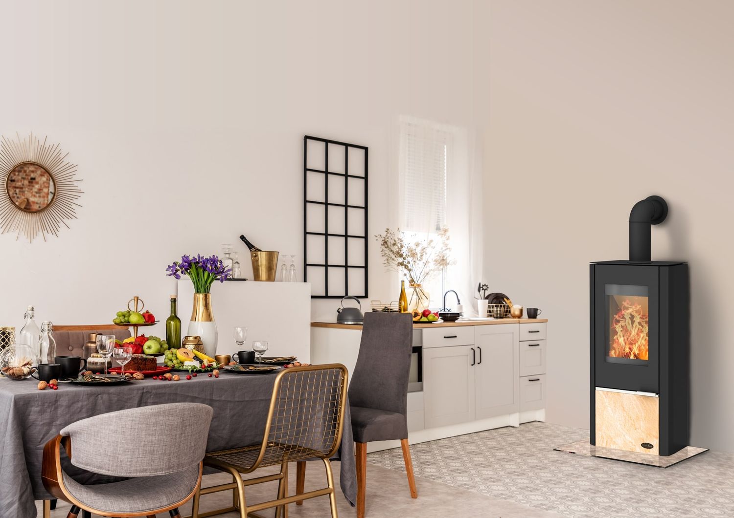 FIREPLACE KINGSTONE Stahl mit Specksteineinsatz
