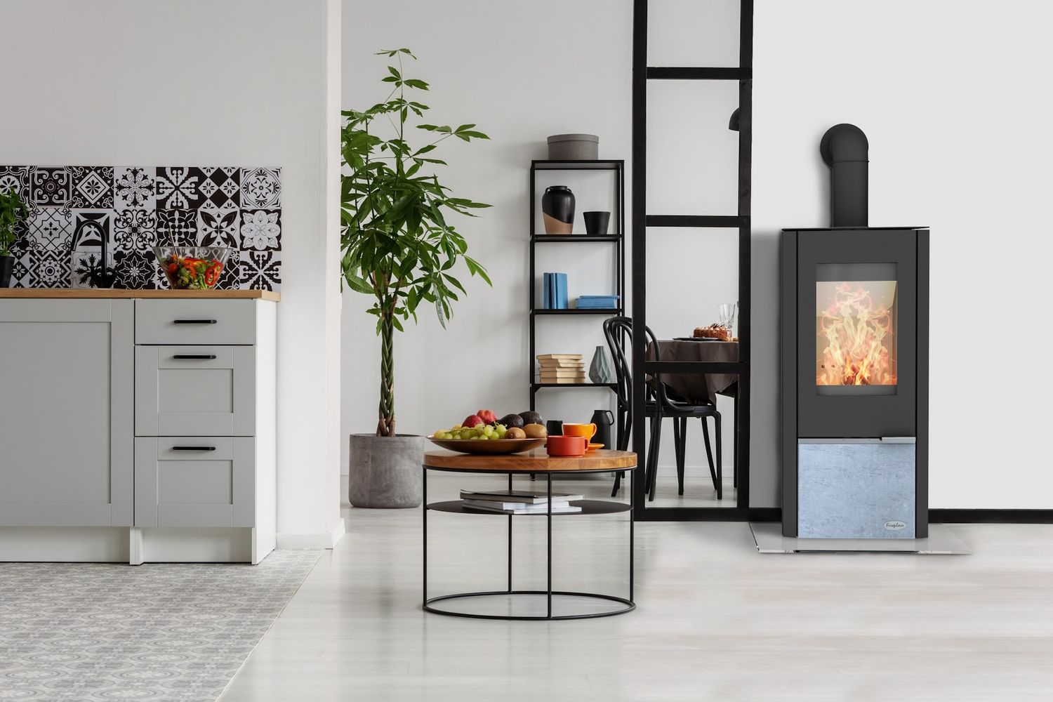 FIREPLACE KINGSTONE Stahl mit Specksteineinsatz