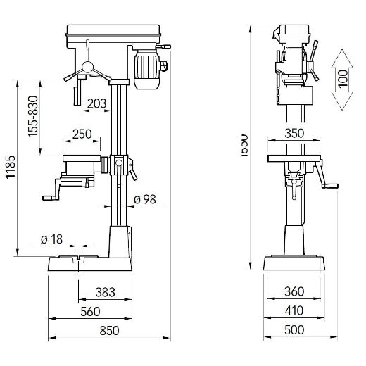 ELMAG PREMIUM Highspeed-Säulenbohrmaschine V25E PGM