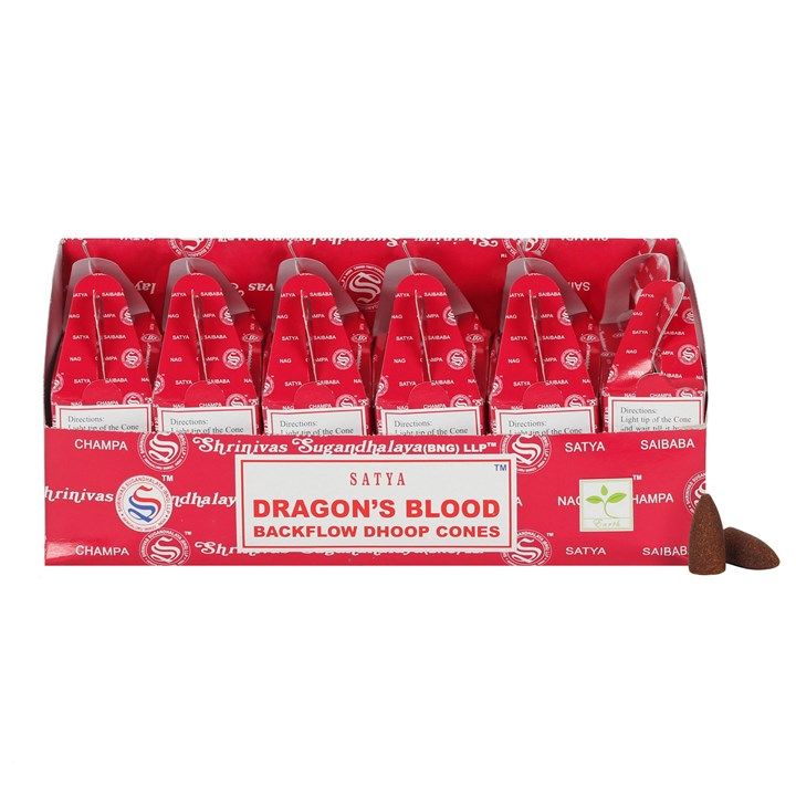 Set of 6 Packets of Satya Dragon&#39;s Blood Backflow Dhoop Cones