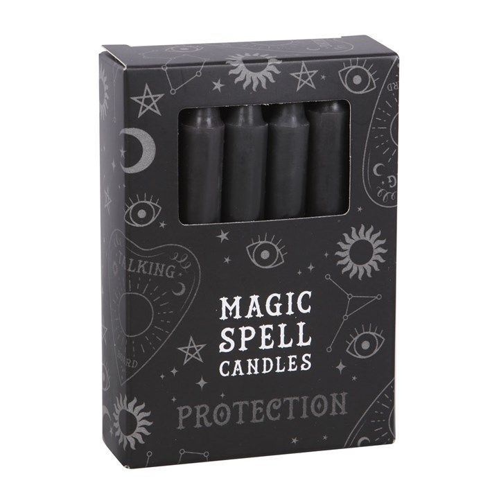 Set of 12 Black &#39;Protection&#39; Spell Candles