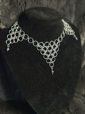Chainmail Choker Necklace with Bead Accents