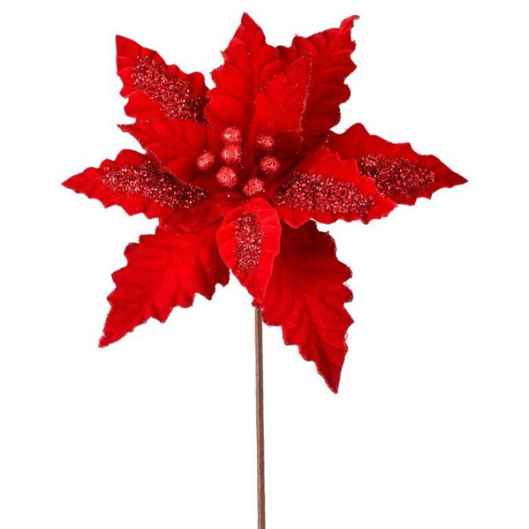 24" Velvet Sequin Stripe Poinsettia