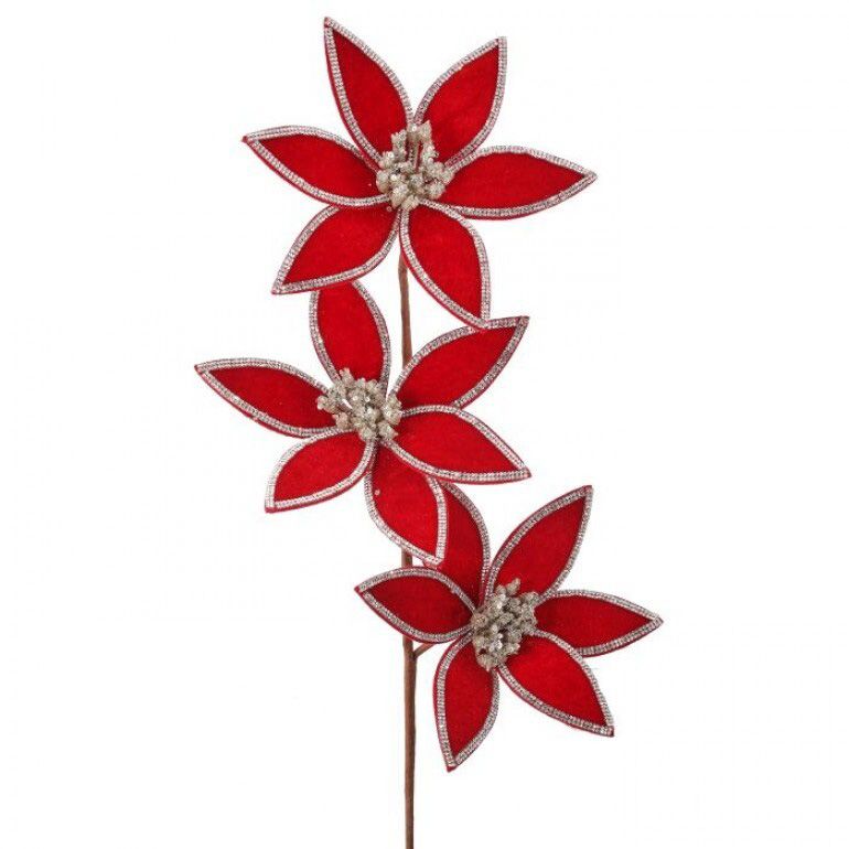 24" Velvet Jewel Poinsettia