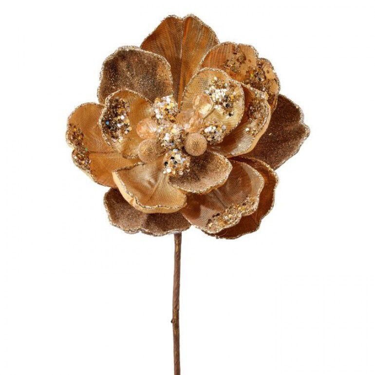 24" Gold/Red Iced Jewel Encrusted Magnolia