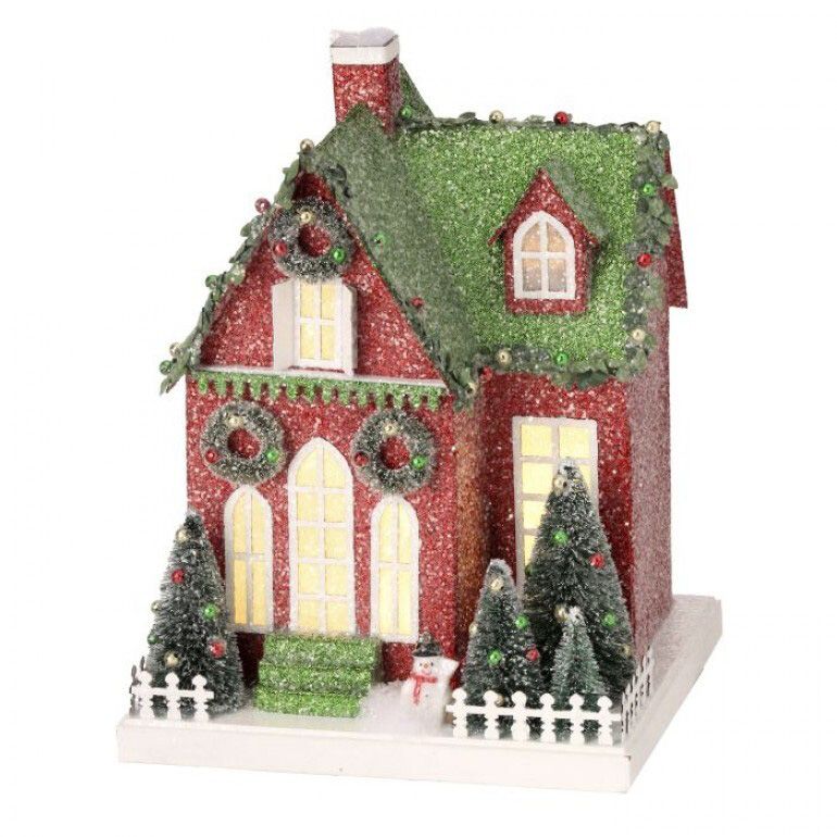 10.5" LED Cardboard Village House