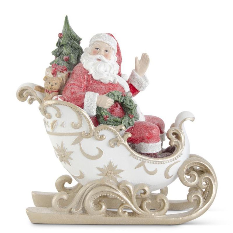 12.75" Glittered Santa in Sleigh