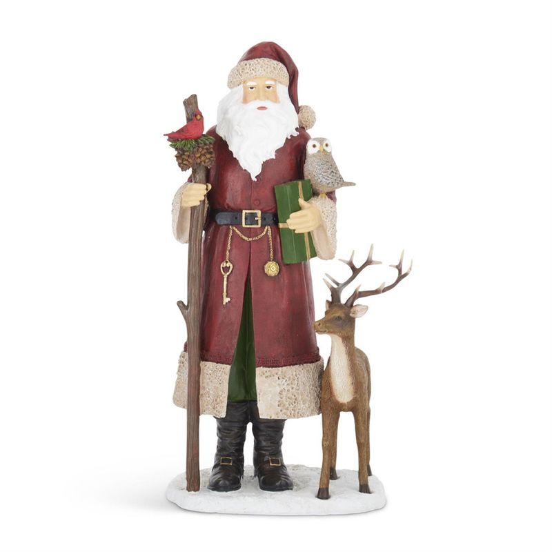 15.25" Resin Santa w/ Cardinal