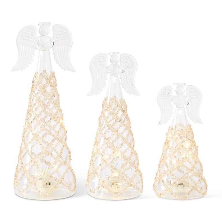 6"-9.5" Glass LED Angel w/ Lattice