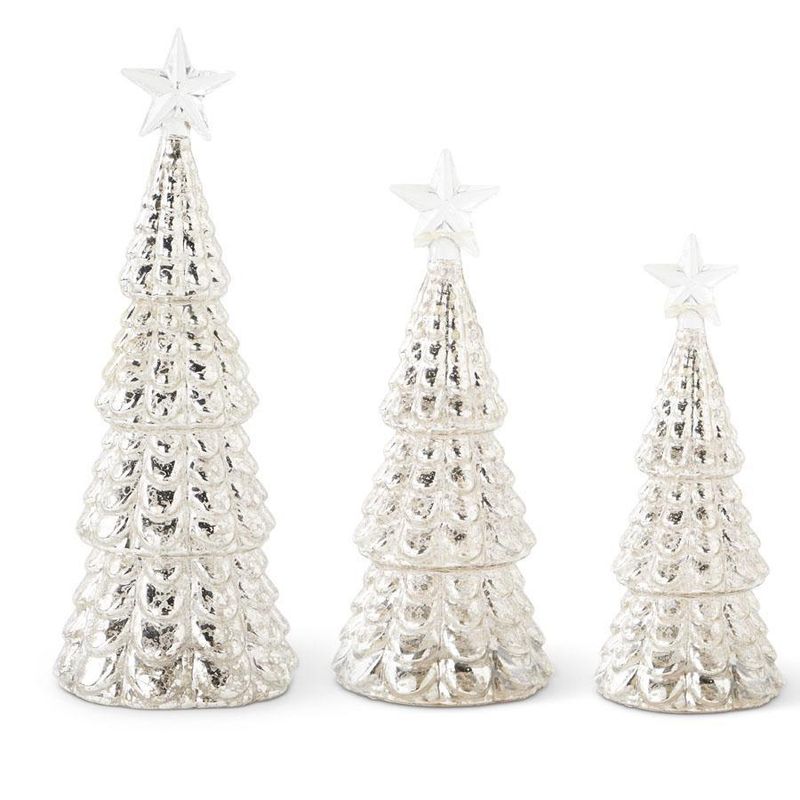 7"-10" Mercury Glass LED Christmas Trees