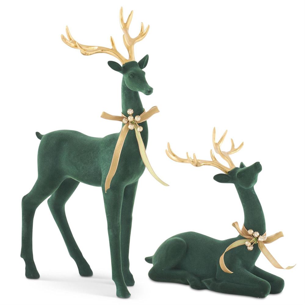 9.75 9.75"-17.75" Velvet Deer w/ Gold Set
