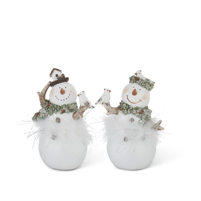 7" White Glitter Snowman