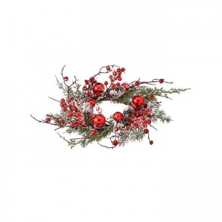 15" Winter Snowberry Candle Ring