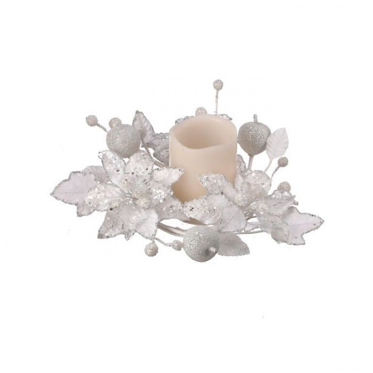 10" Jewel Encrusted Magnoia Candle Ring