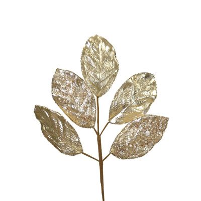 23" Mixed Sequin/Pearl Metallic Leaf Spray