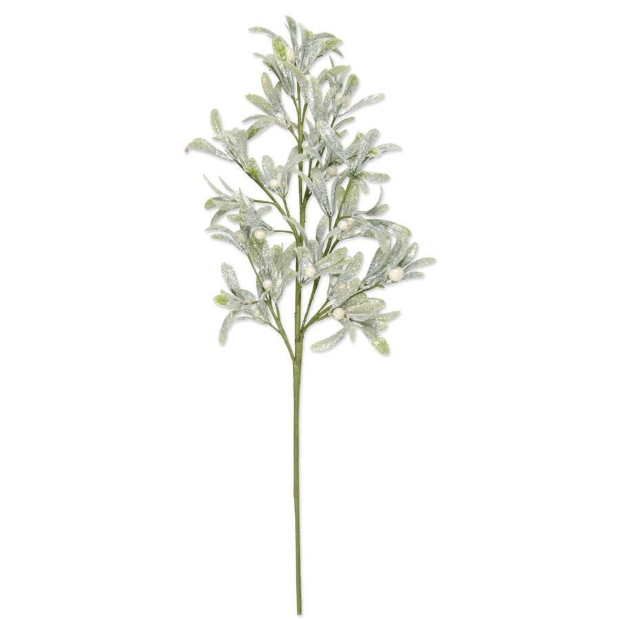 24" Glittered Mistletoe Spray With Berries