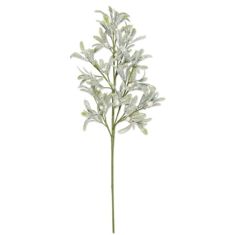 24" Glittered Mistletoe Spray With Berries