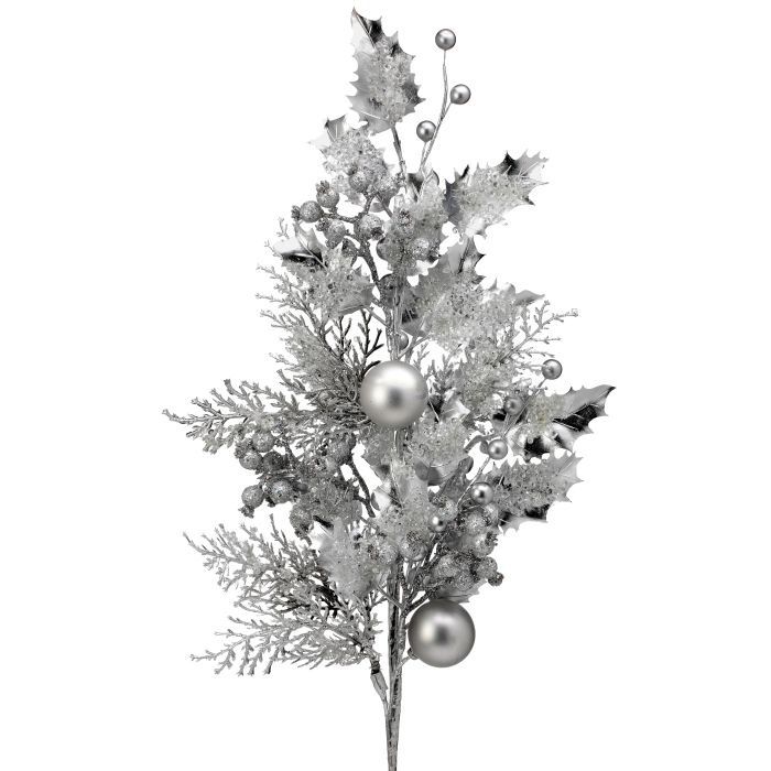 27" Electroplated Holly With Ball Spray