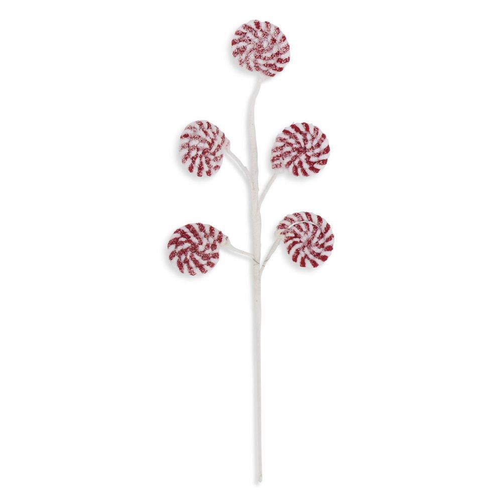 22" Glittered Flocked Lollipop Spray