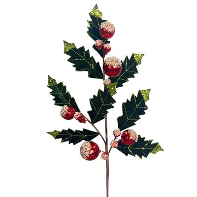 28" Heavenly Holiday Holly Ball Spray