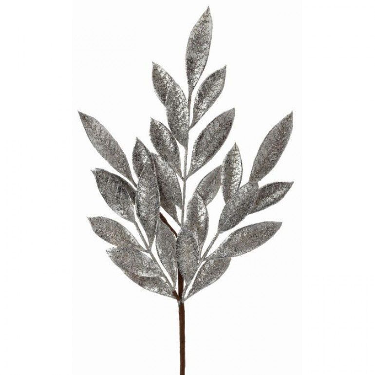 24" Glittered Antique Bay Leaf Spray