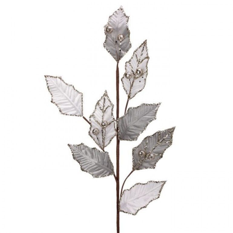 30" Leaf Spray With Glittered Vein