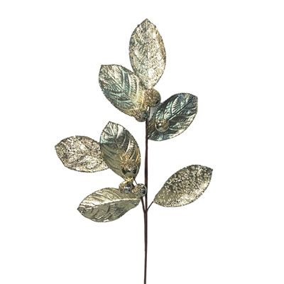 27.5" Icy Ice Metallic Magnolia Leaf Ball Spray