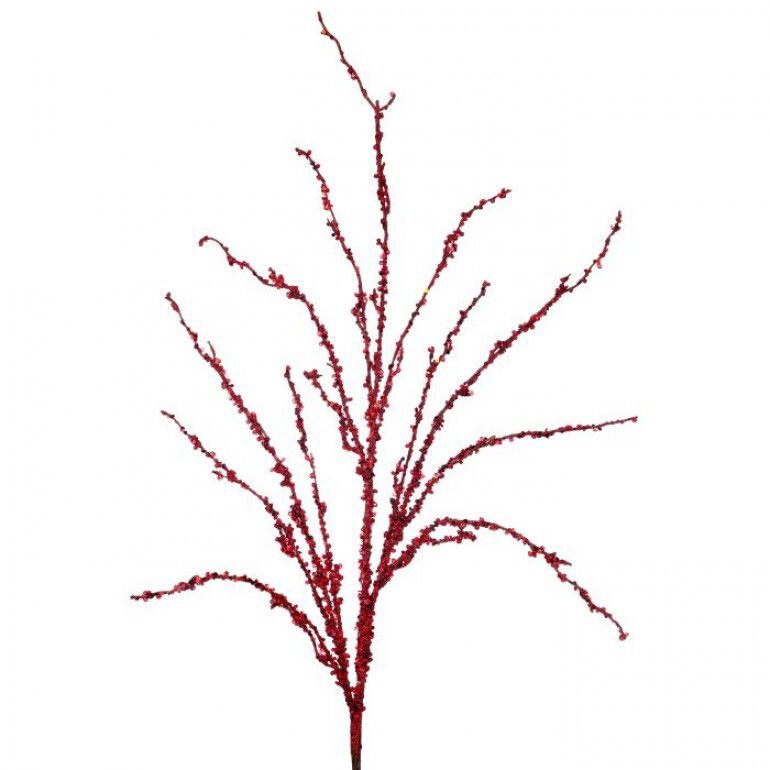 37" Red Sequin Glitter Ice Twig Spray
