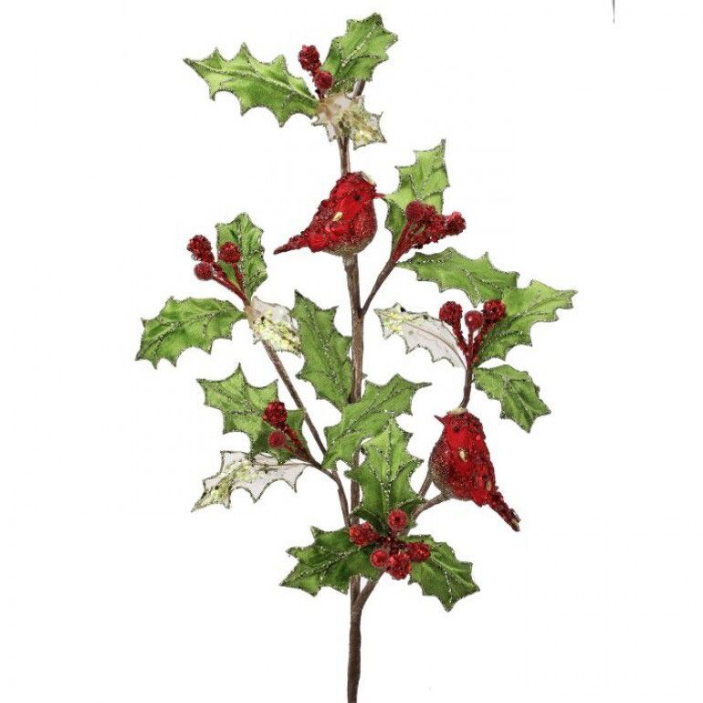 24" Holly Jewel Cardinal Spray