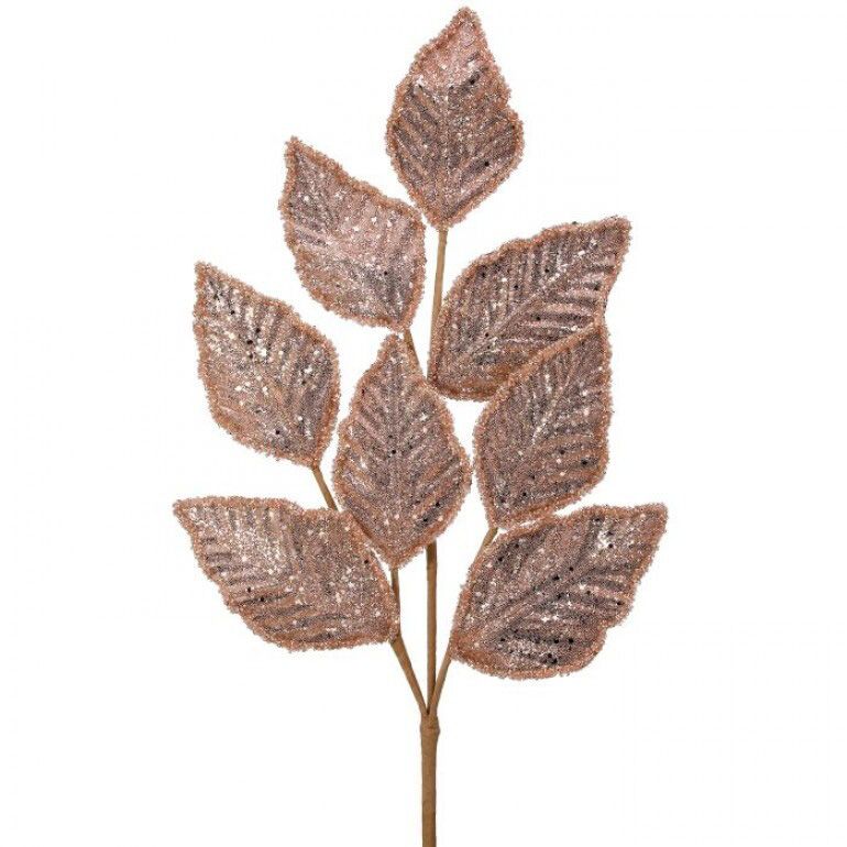 28" Glitter With Beaded Edge Salal Spray