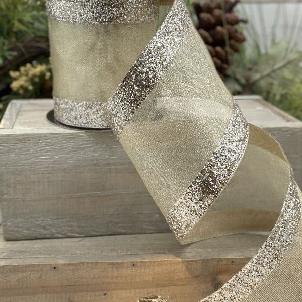4" x 10yds Mesh Glitter Edge Ribbon