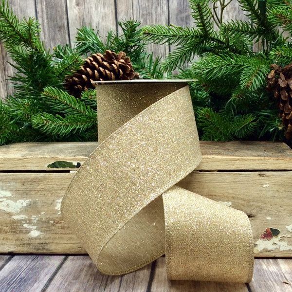 2.5" x 10yds Linen Stardust Glitter Ribbon