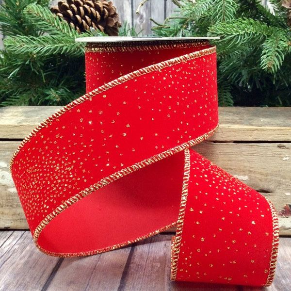 2.5" x 10yds Velvet Glitter Dots Ribbon