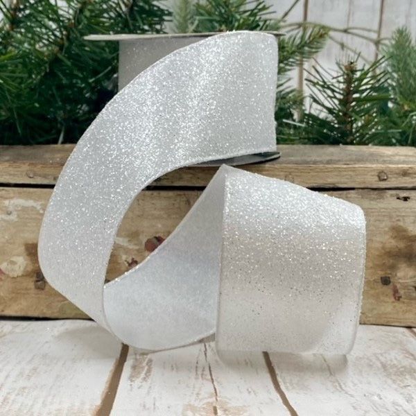 2.5" x 10yds Satin Frosted Glitter Ribbon