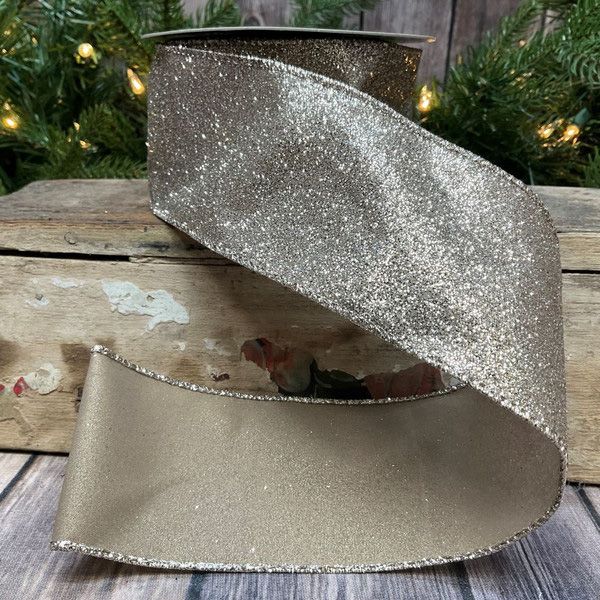 2.5" x 10 yds Vintage Glitter Ribbon