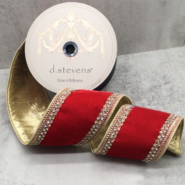 4" x 5yds Velvet Jewel Side Trim Ribbon