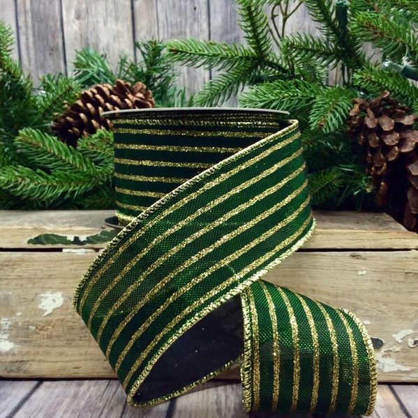 2.5" x 10yds Metallic Mesh Glitter Stripe Ribbon