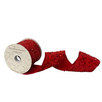 4" x 10yds Sequin Embroidery Dupion Ribbon