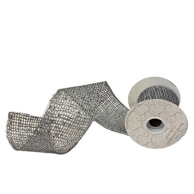 4" x 10yds Metallic Painted Open Weave Jute Ribbon