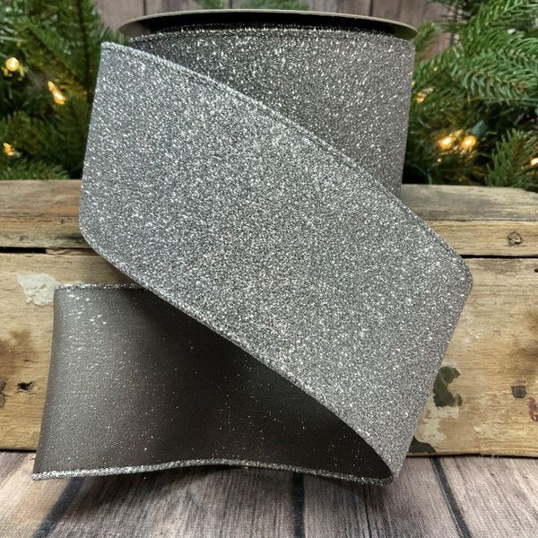 2.5" x 10yds Vintage Glitter Ribbon