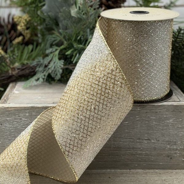 4" x 10yds Metallic Diamond Mesh Ribbon
