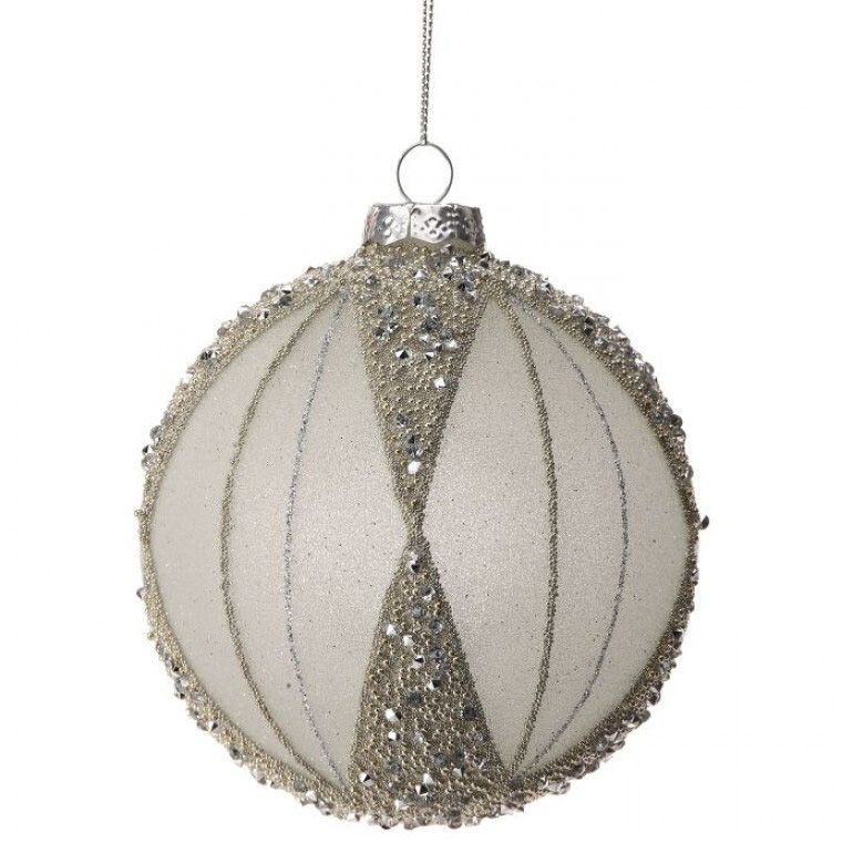 4" Frosted Bead Glass Ornament