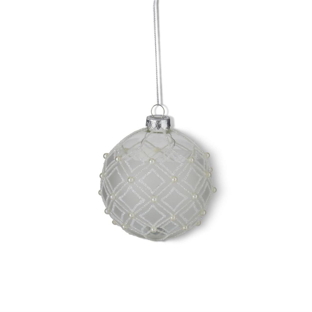 4.25" Frosted Glass Beaded Ornament