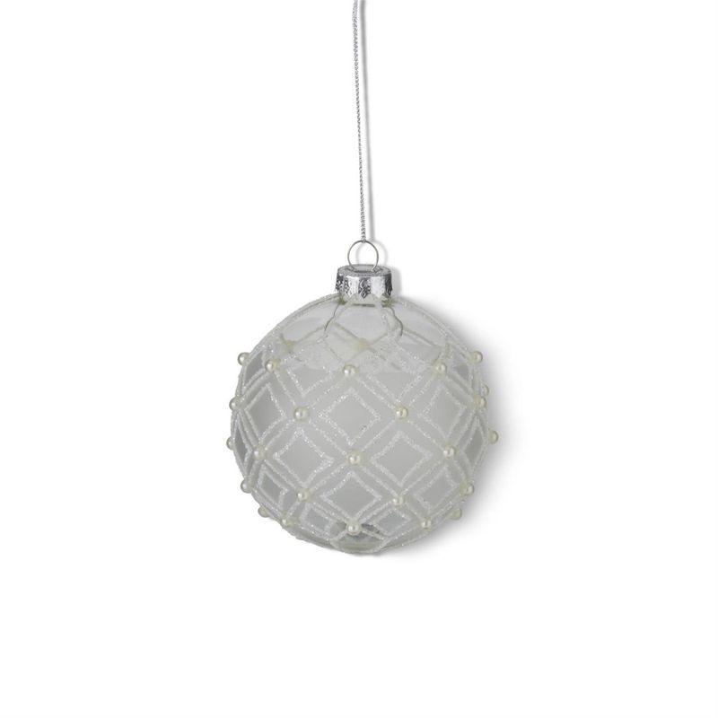 4.25" Frosted Glass Beaded Ornament