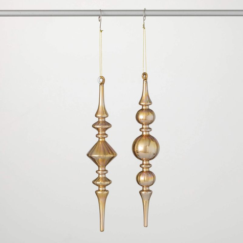 12" Tall Glass Finial Ornament Set