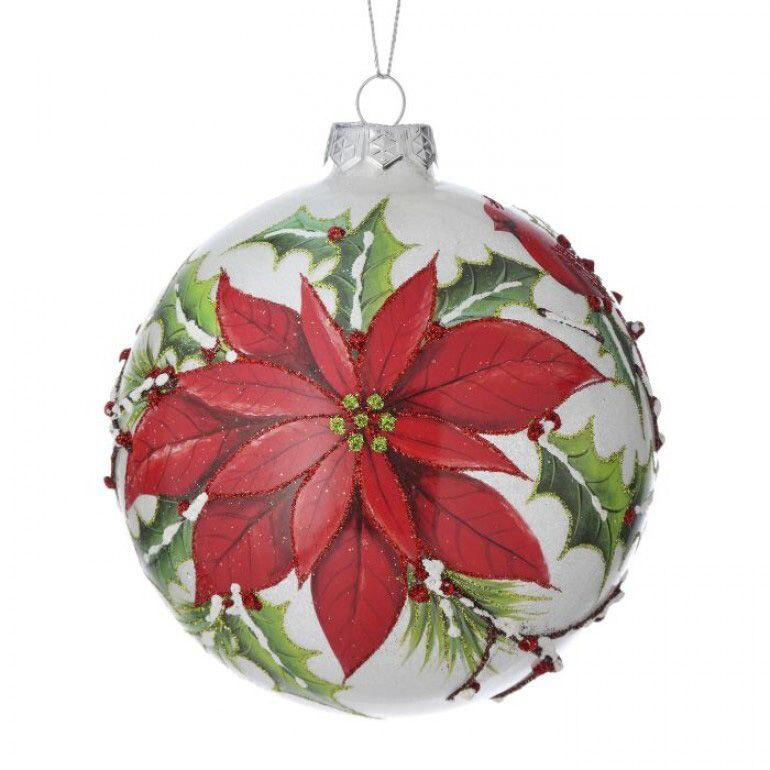 5.5" Glass Poinsettia Ornament