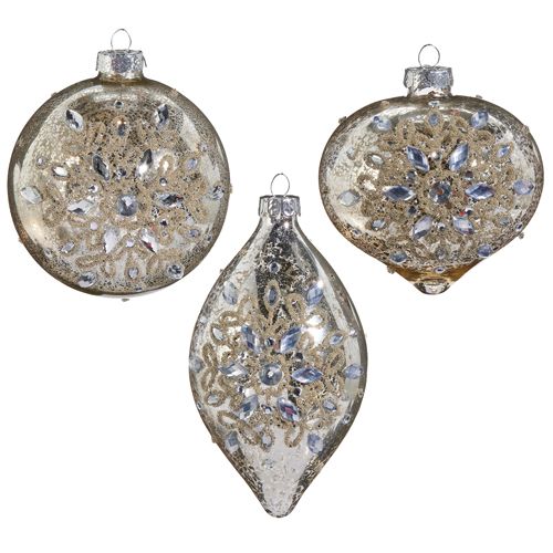 4" Mercury Glass Jewel Ornament
