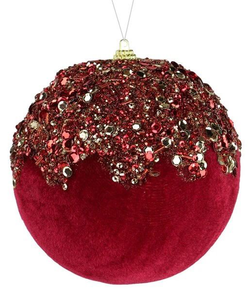 4.75" Dripped Sequin Velvet Ball Ornament