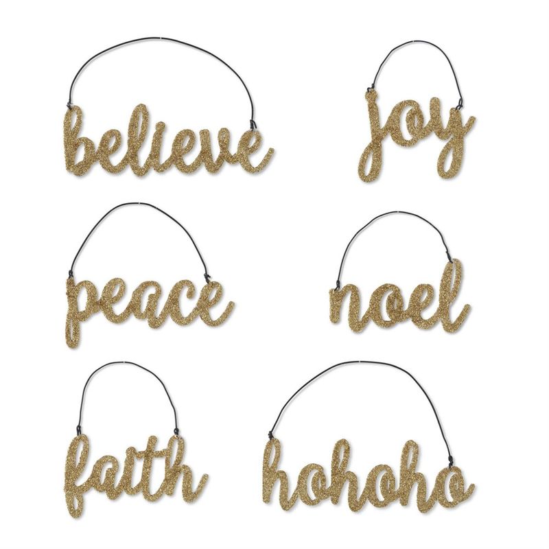 Gold/Red/Silver/White Glittered Holiday Message Ornament Set